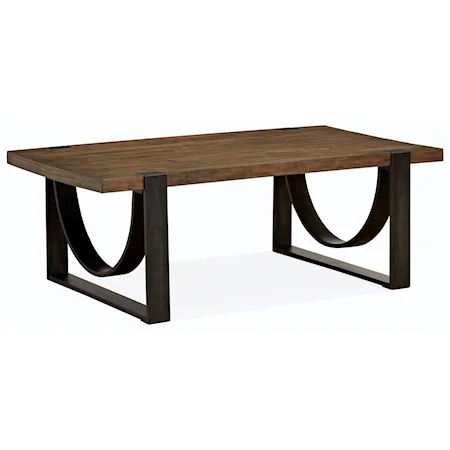 Rustic Rectangular Cocktail Table of Solid Wood