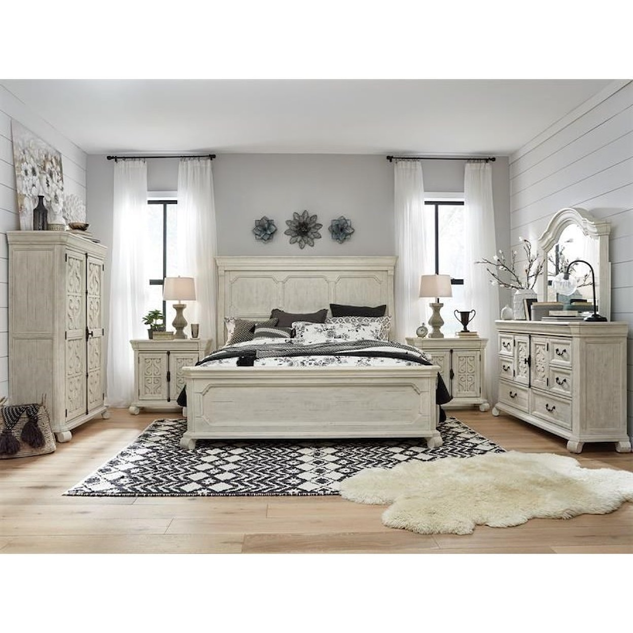 Magnussen Home Bronwyn Bedroom Dresser and Shaped Mirror Set