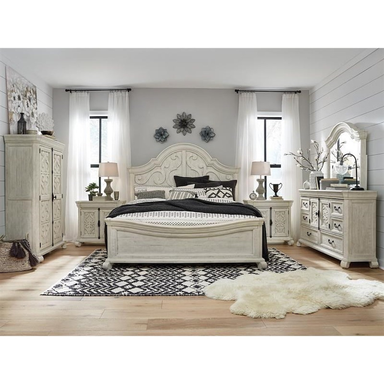 Magnussen Home Bronwyn Bedroom Dresser and Shaped Mirror Set