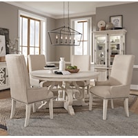 5-Piece Farmhouse Dining Table Set with Upholstered Arm Chairs