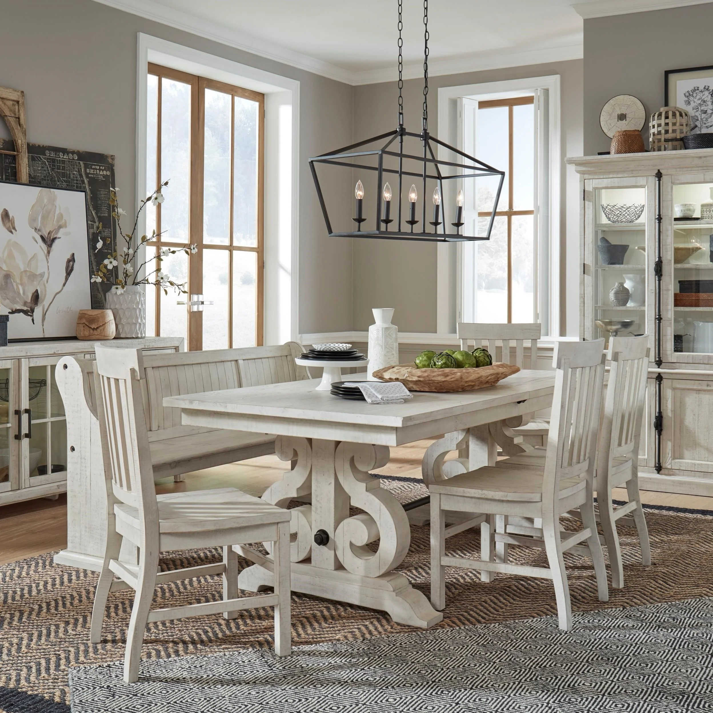 Magnussen Home Bronwyn Dining 6-Piece Farmhouse Dining Table Set