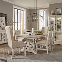 7-Piece Farmhouse Dining Table Set with Arm Chairs