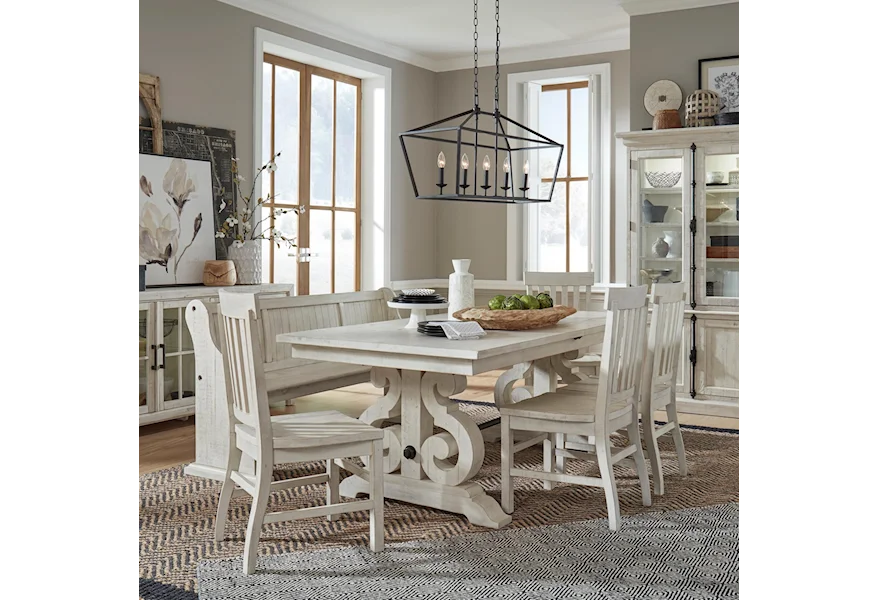 Bronwyn Dining 6-Piece Dining Table Set with Bench by Magnussen Home at Stoney Creek Furniture 