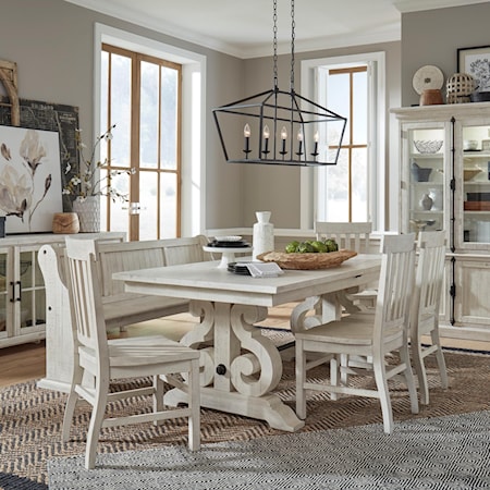 6-Piece Farmhouse Dining Table Set with Bench