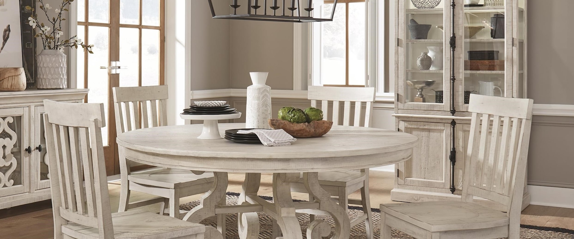 5-Piece Farmhouse Dining Set with Round Table