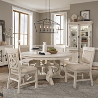 5-Piece Farmhouse Dining Table Set with Upholstered Chairs
