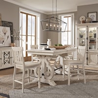 5-Piece Farmhouse Counter Height Dining Table Set with Bar Stools