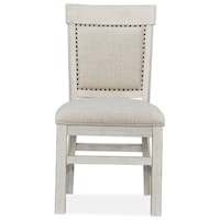 Farmhouse Upholstered Dining Side Chair with Fretwork