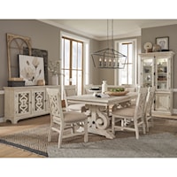 9-Piece Farmhouse Dining Room Group with Upholstered Side Chairs