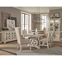 9-Piece Farmhouse Dining Room Group with Upholstered Chairs