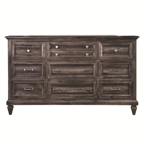 Transitional 9-Drawer Dresser with Felt-Lined Top Drawers