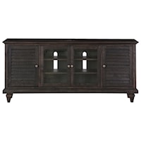 Transitional 4-Door 75" TV Stand with Adjustable Shelves