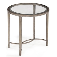 Transitional Metal and Glass Oval End Table