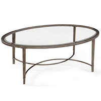 Transitional Metal and Glass Oval Cocktail Table
