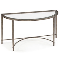 Transitional Metal and Glass Demilune Sofa Table