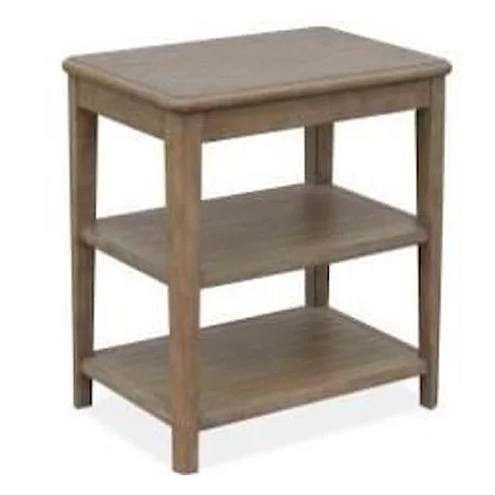 Chairside End Table with 2 Fixed Wood Shelves