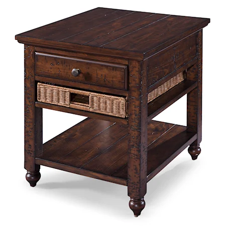 Casual Rectangular End Table with Removable Storage Basket