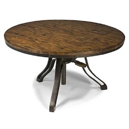 Industrial Style Round Cocktail Table with Adjustable Height