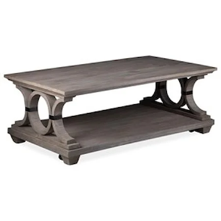 Transitional Rectangular Coffee Table With Casters