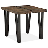 Rustic End Table with Metal Stretchers