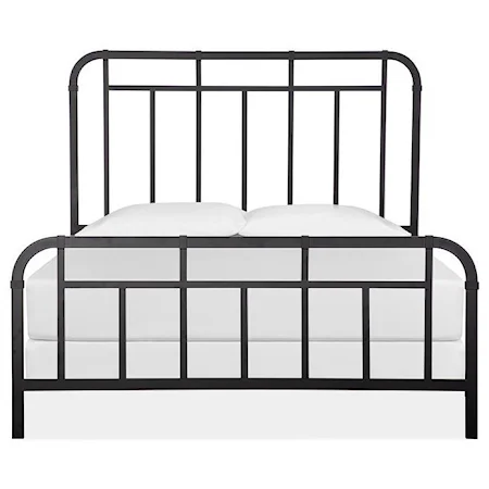 Industrial Queen Metal Panel Bed