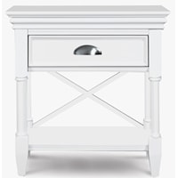 Cottage-Style 1-Drawer Nightstand with Open Fretwork