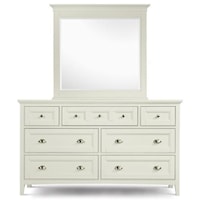Cottage-Style 7-Drawer Double Dresser & Mirror Set
