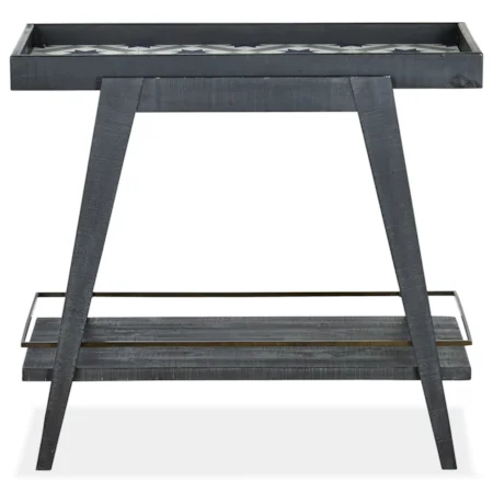 Rustic Dining Bar Cart with Decorative Tiles