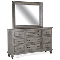 Rustic Nine Drawer Dresser with Mirror