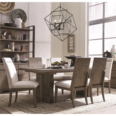 Contemporary Rustic 7 Piece Dining Set with Center Leaf