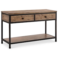 Rustic Industrial Rectangular Sofa Table with Two Drawers