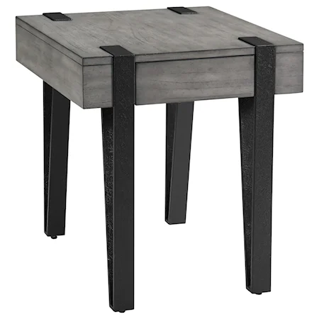 Industrial End Table with Hairpin Legs and Drawer