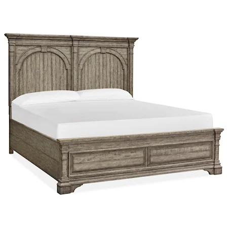 Transitional Queen Panel Bed with Arch Detailed Headboard