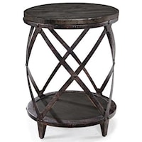 Transitional Round Accent Table with Shelf