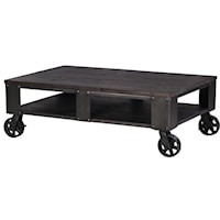 Transitional Rectangular Cocktail Table with Casters