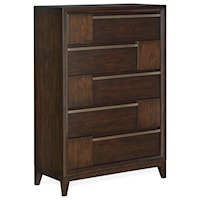 Contemporary 5 Drawer Chest with Felt Lined Top Drawer