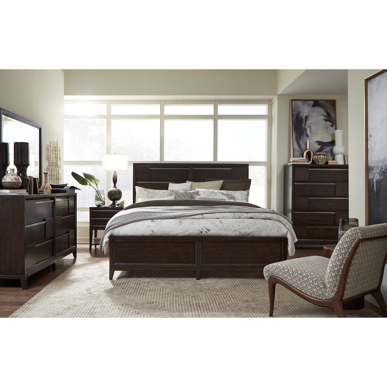 Magnussen Home Modern Geometry Bedroom California King Bed