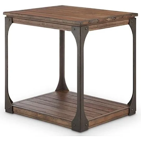 Rustic Industrial Rectangular End Table