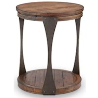 Rustic Industrial Round End Table