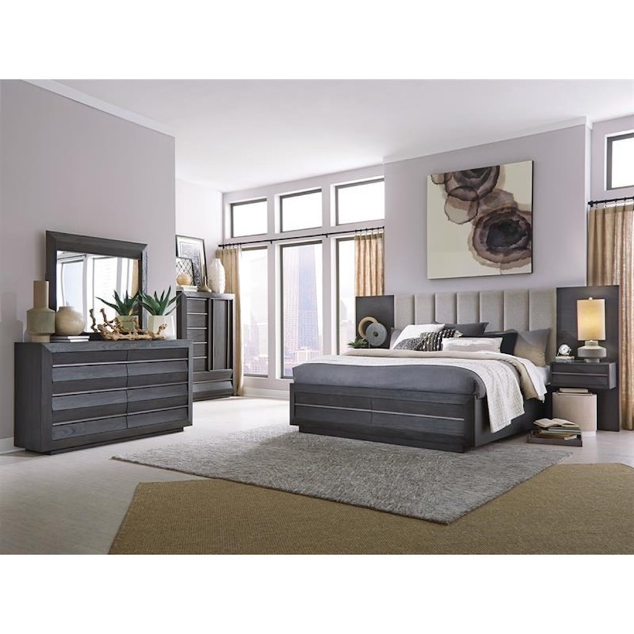 Magnussen Home Wentworth Village Bedroom Queen Wall Upholstered Bed