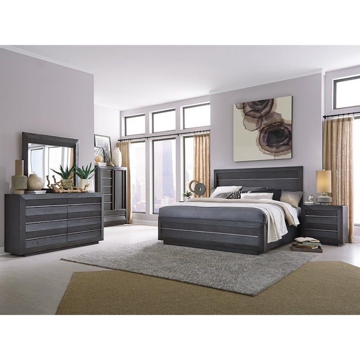 Magnussen Home Wentworth Village Bedroom King Wood/Metal Panel Bed