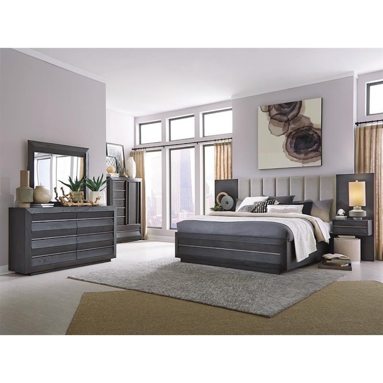 Magnussen Home Wentworth Village Bedroom California King Wall Upholstered Bed