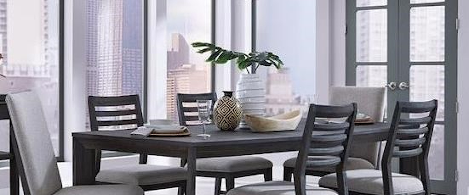 7-Piece Dining Set with Rect. Table, Ladderback Chairs, Upholstered Chairs