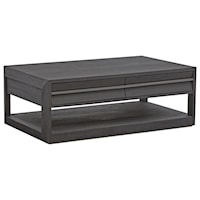 Contemporary Rectangular Cocktail Table with 2 Drawers and Casters