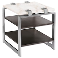 Contemporary Rectangular End Table with Marble Top