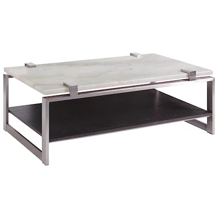 Contemporary Rectangular Cocktail Table with Marble Top