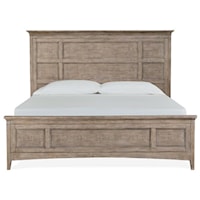 Transitional California King Panel Bed with Sideboard Storage