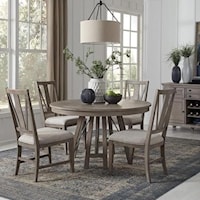 Transitional 5-Piece Dining Set with Round Table