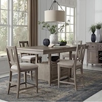 Transitional 5-Piece Counter Height Dining Set with Storage