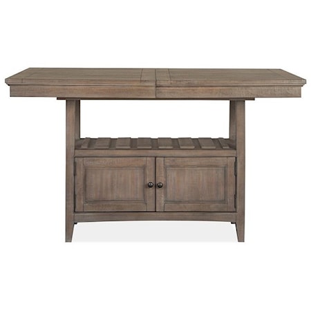 Transitional Counter Height Table with Storage and One Table Leaf
